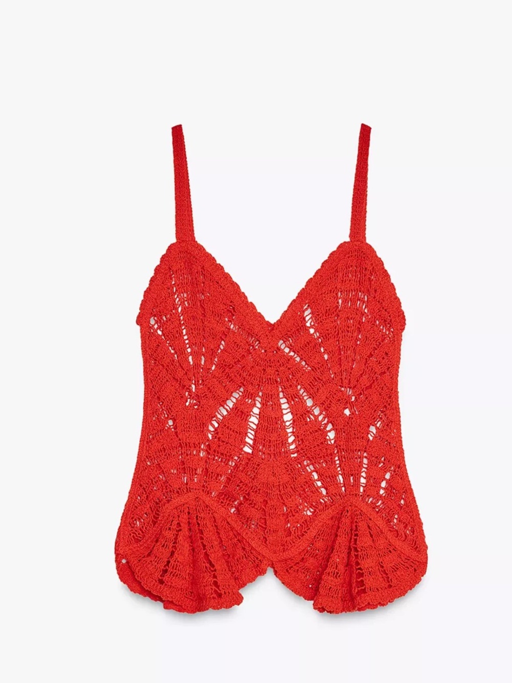 Zara Red Crochet Peplum Top - NWT